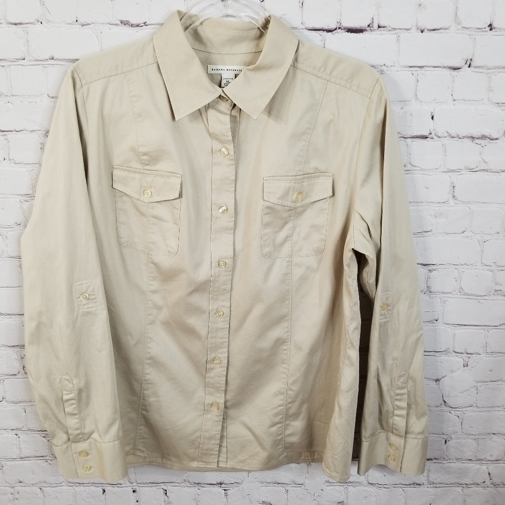 Banana Republic beige button down Shirt Career
